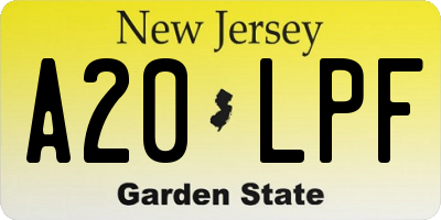 NJ license plate A20LPF