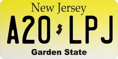 NJ license plate A20LPJ