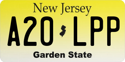 NJ license plate A20LPP