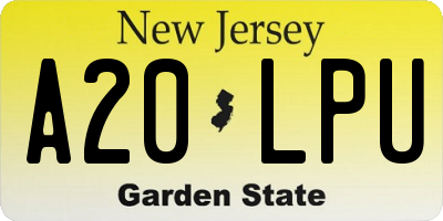 NJ license plate A20LPU