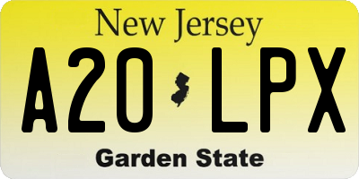 NJ license plate A20LPX