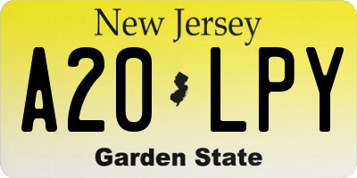 NJ license plate A20LPY