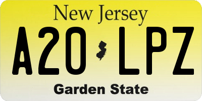NJ license plate A20LPZ