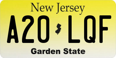 NJ license plate A20LQF