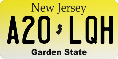 NJ license plate A20LQH