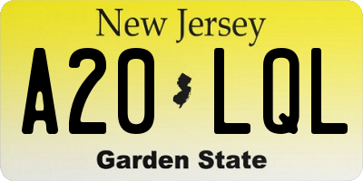 NJ license plate A20LQL