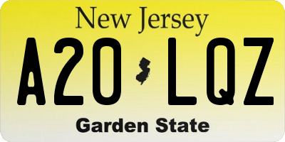 NJ license plate A20LQZ