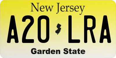 NJ license plate A20LRA
