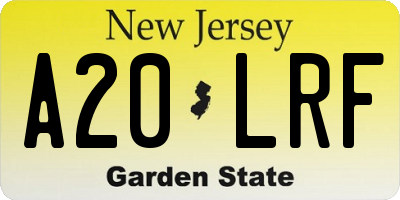 NJ license plate A20LRF