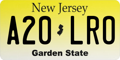 NJ license plate A20LRO
