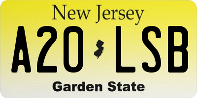 NJ license plate A20LSB