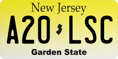 NJ license plate A20LSC
