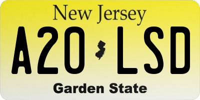 NJ license plate A20LSD