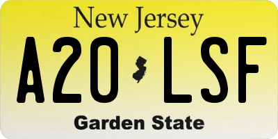 NJ license plate A20LSF