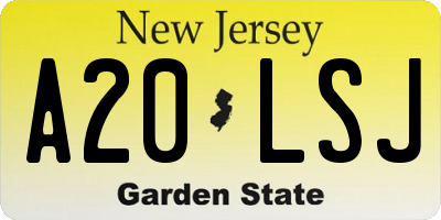 NJ license plate A20LSJ