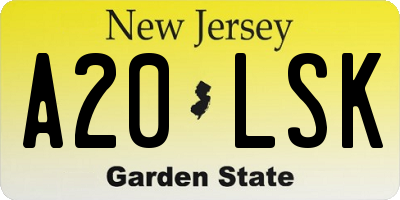 NJ license plate A20LSK