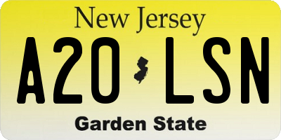 NJ license plate A20LSN