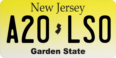 NJ license plate A20LSO