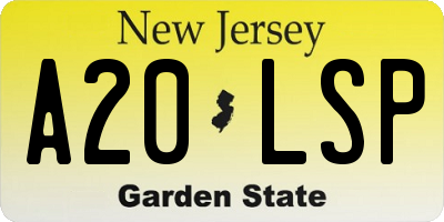 NJ license plate A20LSP