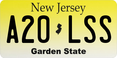 NJ license plate A20LSS