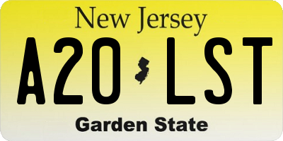 NJ license plate A20LST