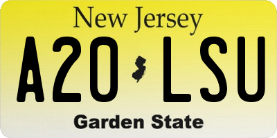 NJ license plate A20LSU