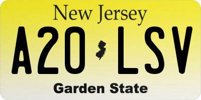 NJ license plate A20LSV