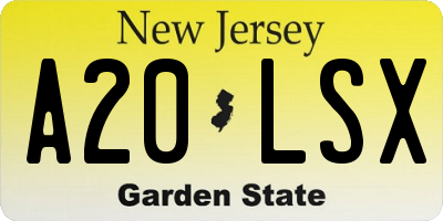 NJ license plate A20LSX
