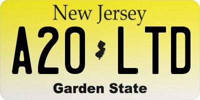 NJ license plate A20LTD
