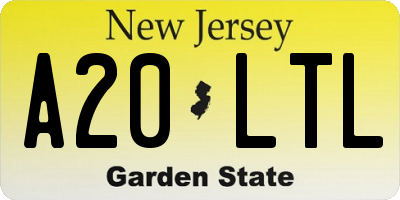 NJ license plate A20LTL