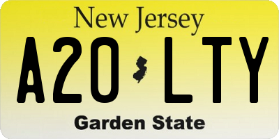 NJ license plate A20LTY