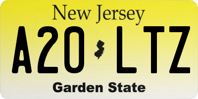NJ license plate A20LTZ