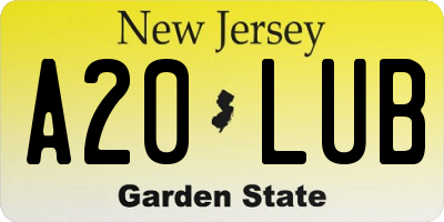 NJ license plate A20LUB