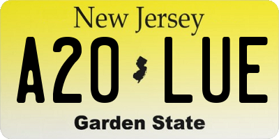 NJ license plate A20LUE