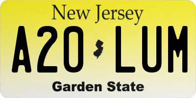 NJ license plate A20LUM