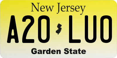 NJ license plate A20LUO