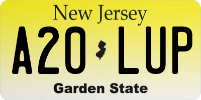 NJ license plate A20LUP