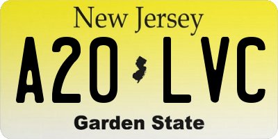 NJ license plate A20LVC