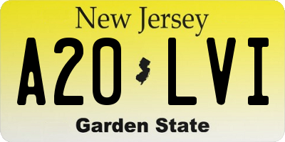 NJ license plate A20LVI