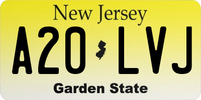 NJ license plate A20LVJ