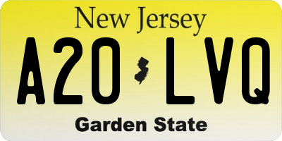 NJ license plate A20LVQ