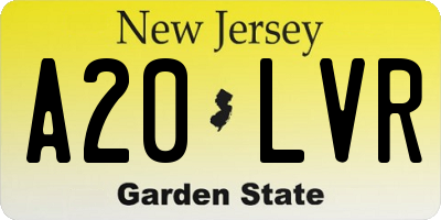 NJ license plate A20LVR