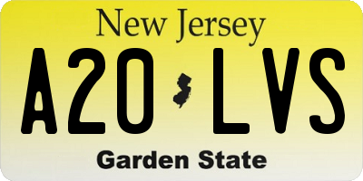 NJ license plate A20LVS