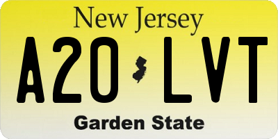 NJ license plate A20LVT