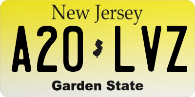 NJ license plate A20LVZ