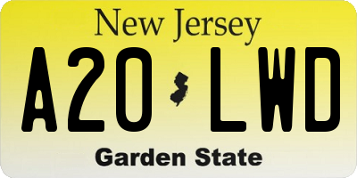 NJ license plate A20LWD