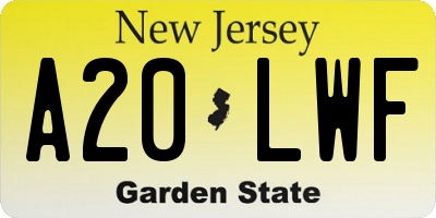 NJ license plate A20LWF