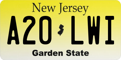 NJ license plate A20LWI
