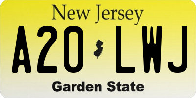 NJ license plate A20LWJ