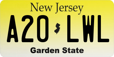 NJ license plate A20LWL